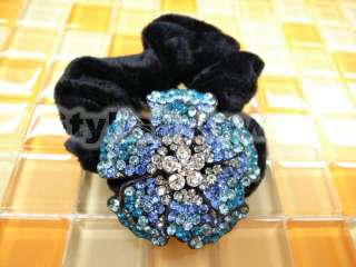 Multi Color Clear Swarovski Crystal Scrunchie Velvet Ponytail   Select 