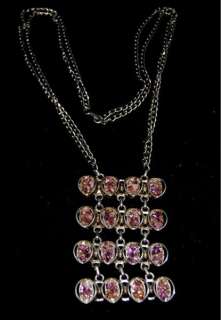 Vintage Amethyst In 4 Movable Groups In Silver Pendant  