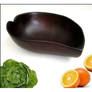  Large Wooden Bowl   Handcrafted in Haiti   Hibiscus Style 