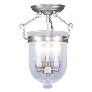 Livex Lighting 5081 91 Jefferson 3 Light Brushed Nickel Bell Jar Semi 