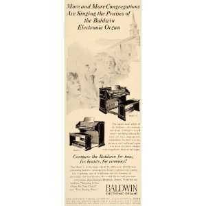 1952 Ad Baldwin Electronic Organ Church Cincinnati   Original Print Ad