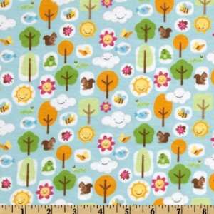  44 Wide Mother Nature Flannel Forest Friends Girl Blue 