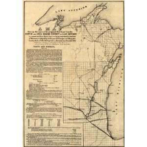  1855 Map Railroads, Wisconsin