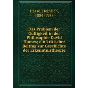   zur Geschichte der Erkenntnistheorie Heinrich, 1884 1935 Hasse Books