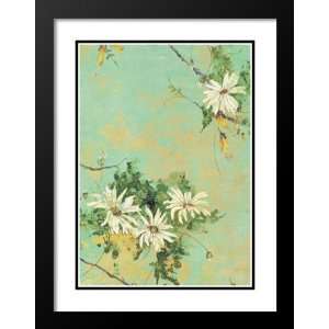 Helen Dealtry Framed and Double Matted 25x29 Floral (Green Background 