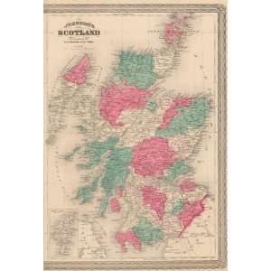  Johnson 1870 Antique Map of Scotland