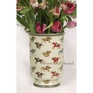  Horse & Jockey Straight Vase