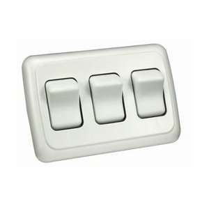  On Off Rocker Switch Asbl. w/Bezel, Triple, Brown