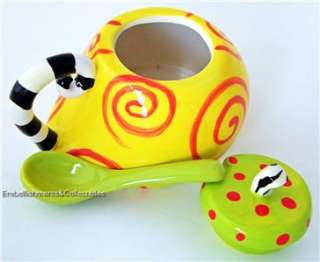 Sugar Bowl + Spoon Jester Ceramic Hndptd Emmenegger NEW  