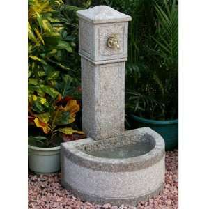  Semicircle Basin Granite Fountain with Spigot   Gray 