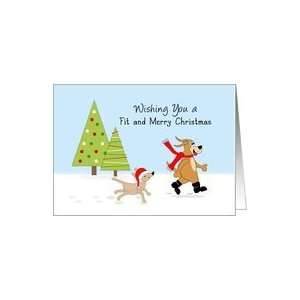  Sports Runners Christmas Card with Running Dogs Card 
