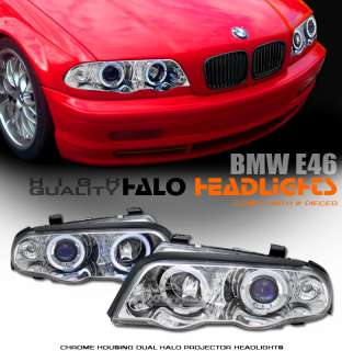 BMW E46 4D 4DR SEDAN DUAL HALO ANGEL EYES PROJECTOR HEAD LIGHTS SIGNAL 