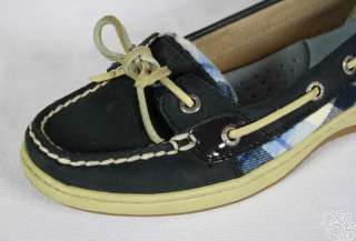 SPERRY Top Sider Angelfish Navy Nubuck Plaid Womens Boat Shoes New 