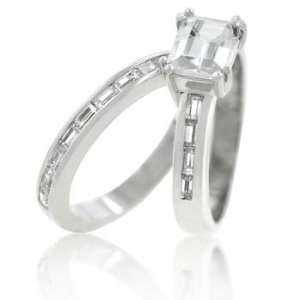  CZ WEDDING RINGS   Asscher Cut CZ Wedding Ring Set Size 10 