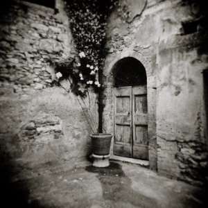 Corner of Quiet Square in Village of Lucignano DAsso, Tuscany, Italy 