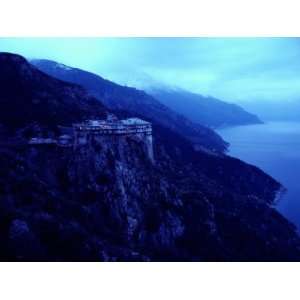  The Simonopetra Monastery Towers High Above the Aegean Sea 