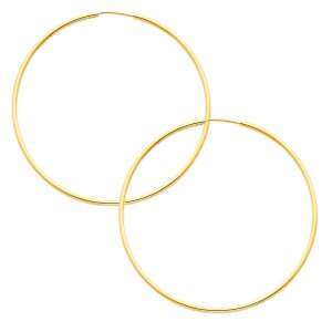 14K Yellow Gold 1.5mm Classic High Polished Large Endless Hoop 