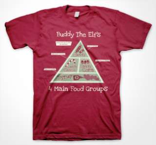 Buddy The Elfs 4 Main Food Groups Elf T Shirt  
