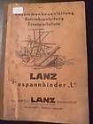 Lanz Gespannbin​der Anleitung + Ersatzteil​liste