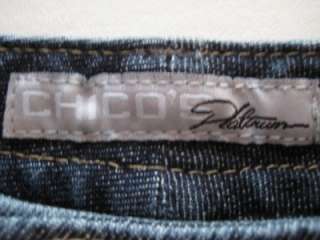 Chicos Platinum Denim Jean Capris Waist 32 Dark Wash  