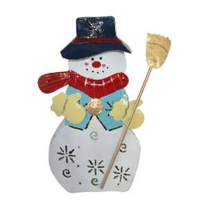    Sweeping Snowman~Unique Iron Candle Holder~Bali Art