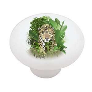  Leopard in the Undergrowth High Gloss Ceramic Drawer Knob 