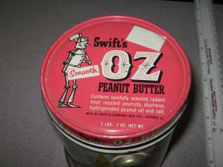 Wizard of OZ cartoon Swift peanut butter tin metal can 1960s vintage 