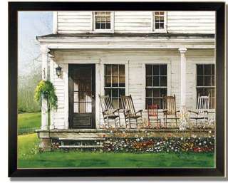 Front Porch Rockers Antique Decor Country Print Framed  