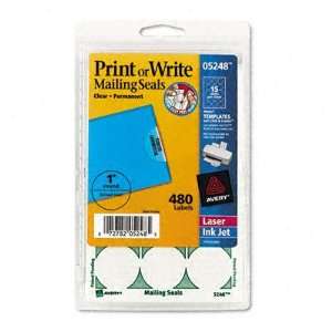  Print or Write Mailing Seals 1in dia. Clear Electronics