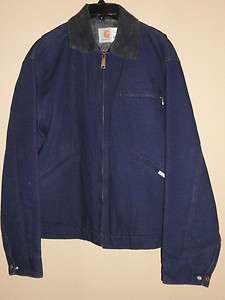   Mens Carhartt Navy Blue Lined Union Made Jacket Size 44  