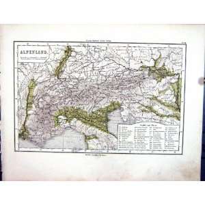  Emil Von SydowS Schul Atlas 1870 Map Alpenland Italy 