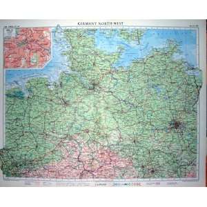  Colour Map 1955 Germany Berlin Hannover Leipzig Bremen 