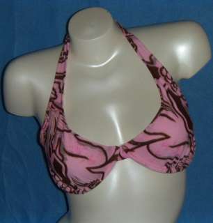   Separates pink brown flower Jungle Love underwire bikini top D DD E