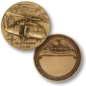  UH 60 Blackhawk Helicopter Engravable Challenge Coin 