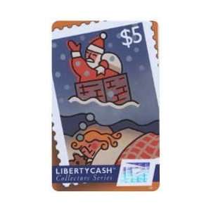 Collectible Phone Card $5. Santa In Chimney & Child In Bed (Holiday 