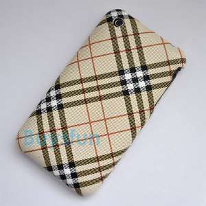 Hard Case Plaid Cover Brown For Apple iPhone 3G 3GS  