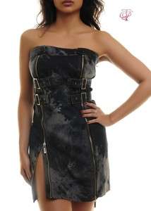 NWT Una Core Black Denim Washed Strapless Dress  