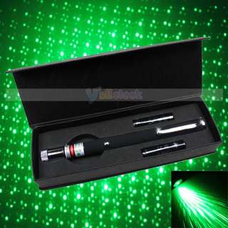 5mW 2 in 1 Kaleidoscopic Green Laser Pointer Beam Pen + Gift BOX +2pcs 