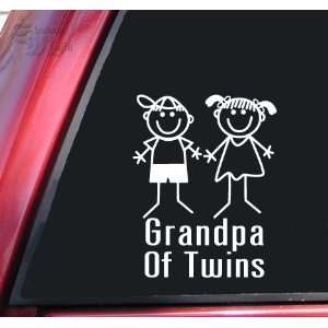  Grandpa Of Twins Boy/Girl White Vinyl Decal Sticker 