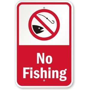  No Fishing (with Graphic) Aluminum Sign, 18 x 12 Office 