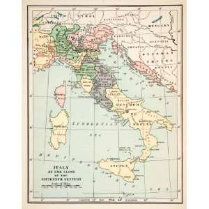 Print Map Italy Ottoman Empire Venetian Republic Milan Savoy Sardinia 