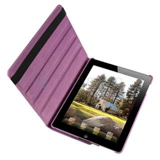 For iPad 2 16 32GB Purple Magnetic 360 Rotating Stand Swivel Leather 