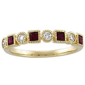  14k Yellow Gold Ruby Diamond Anniversary Wedding Ring Sea 