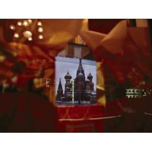 com Saint Basils Cathedral is Reflected in a Store Window in Moscows 