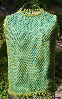   Wool Crochet Knit Vintage 60s Sweater Top Mod Rockabilly Popcorn Edge