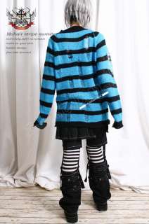 Punk MOHAIR Sweater Jumper/Dress TURQUOISE BLUE Stripe  