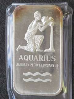 AQUARIUS ZODIAC SILVER ART BAR MADISON MINT A8706  