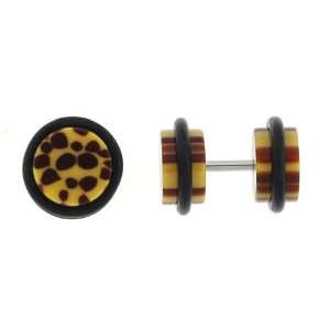   Brown Spots on Yellow   16g Wire   8mm/0g   Sold as a Pair Jewelry