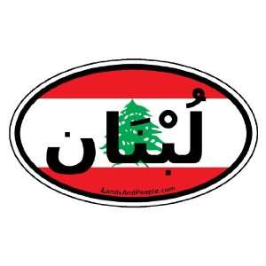  Lebanon in Arabic and Lebanese Flag Car Bumper Sticker 