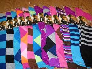 Womens ladies girls pastel stripe and Argyle Knee High Sock 3,6,12 